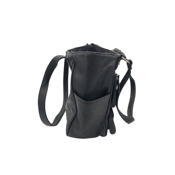 MultiSac Black Faux Leather Multi-Pocket Shoulder Bag With Adjustable Straps - Picture 4 of 13